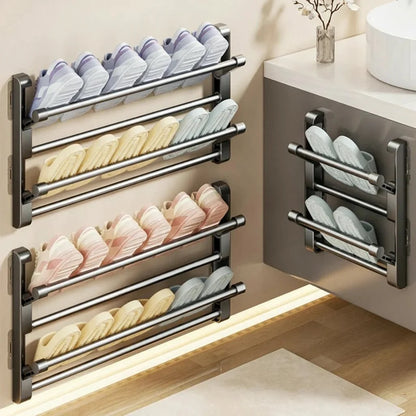 Shoe Rack Wall-Mounted With Integrated Drainage, Space-Saving