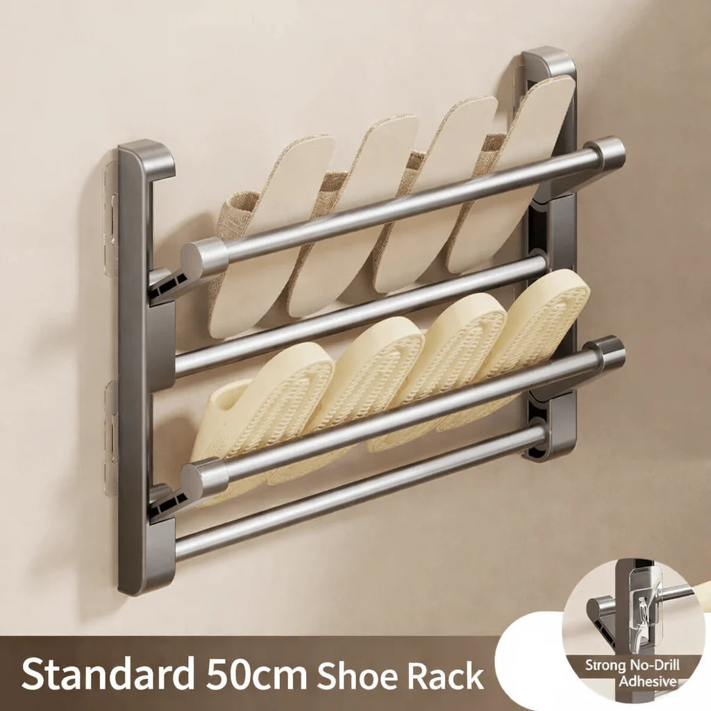 Shoe Rack Wall-Mounted With Integrated Drainage, Space-Saving
