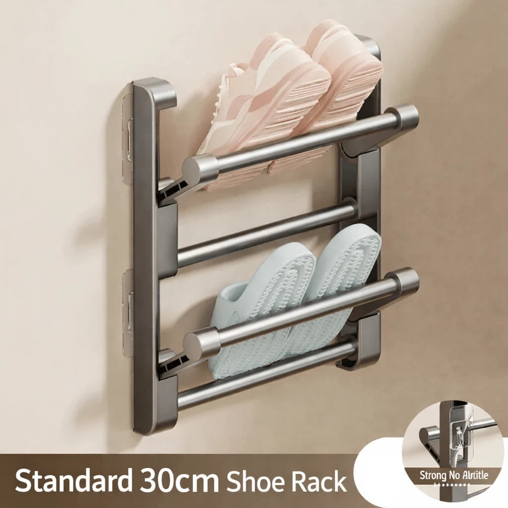 Shoe Rack Wall-Mounted With Integrated Drainage, Space-Saving
