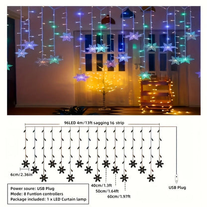 Snowflake String Lights USB Powered 13.1 Ft Length