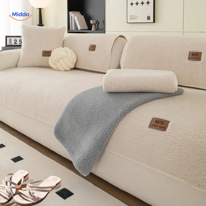 Sofa Cover Plush Faux Fur Non-Slip Backing