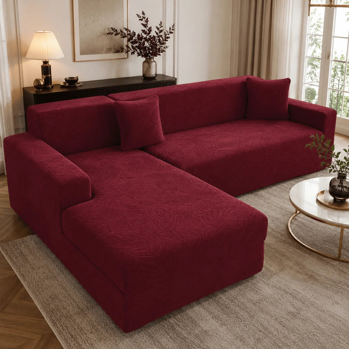Sofa Cover Polyester Machine-Washable L-Shaped Fit