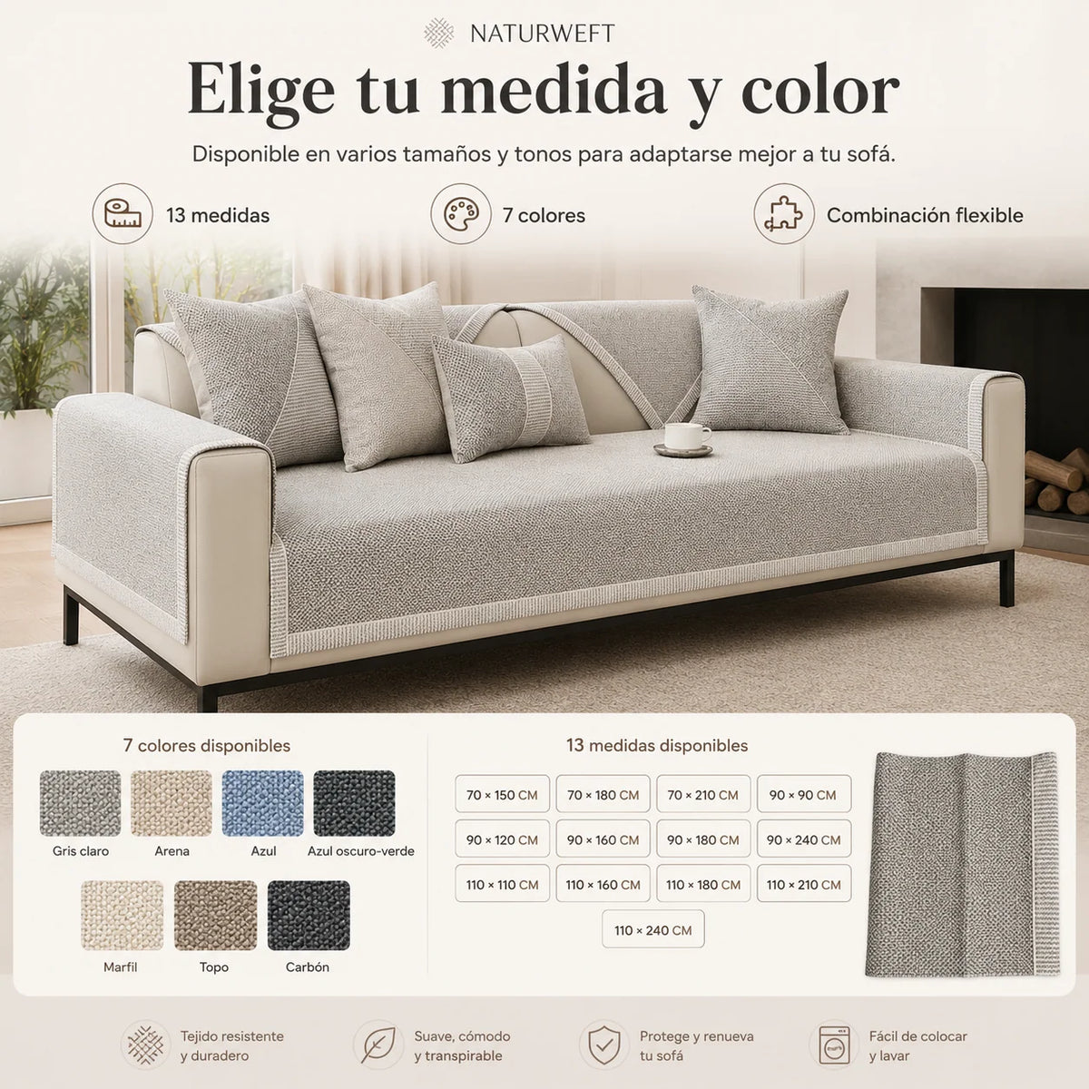 Sofa Cover Quilted Modular Non-Slip Washable