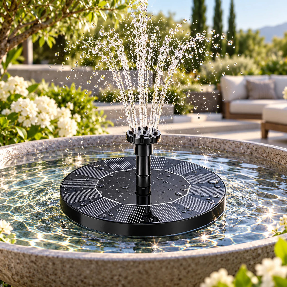 Solar Fountain Pump Floating Solar-Powered Interchangeable Heads