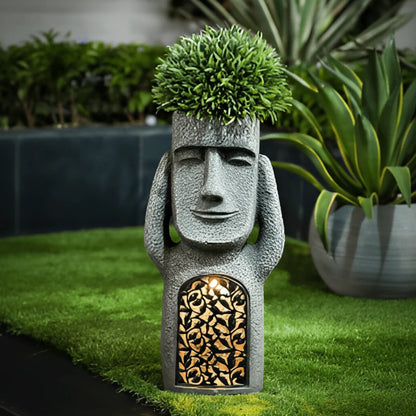 Solar Garden Statue Solar-Powered Weather-Resistant Resin