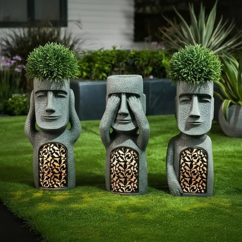 Solar Garden Statue Solar-Powered Weather-Resistant Resin