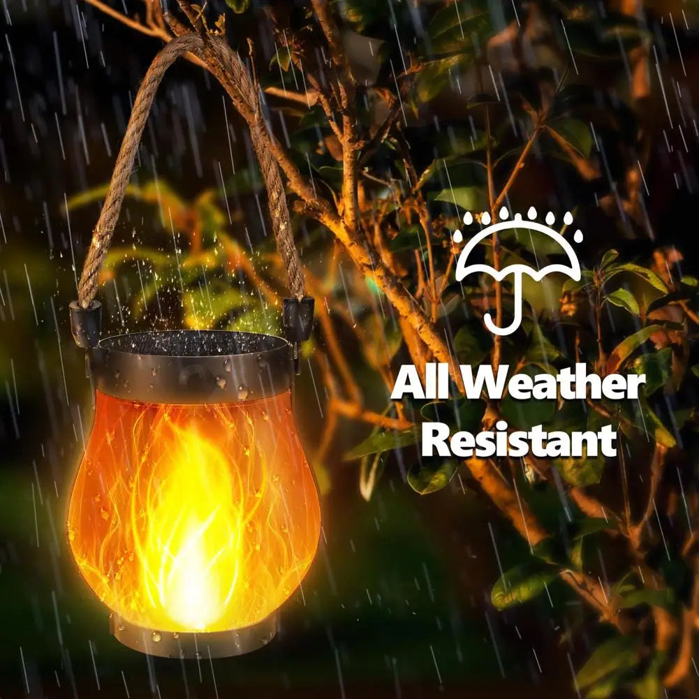 Solar Lantern Waterproof Flickering Flame Effect Dual Charging