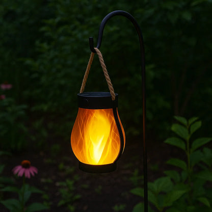 Solar Lantern Waterproof Flickering Flame Effect Dual Charging