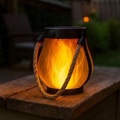 Solar Lantern Waterproof Flickering Flame Effect Dual Charging