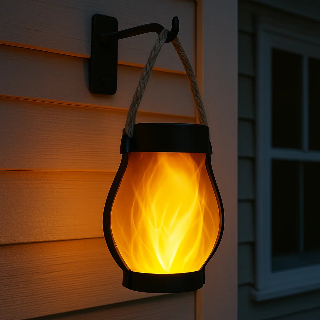 Solar Lantern Waterproof Flickering Flame Effect Dual Charging