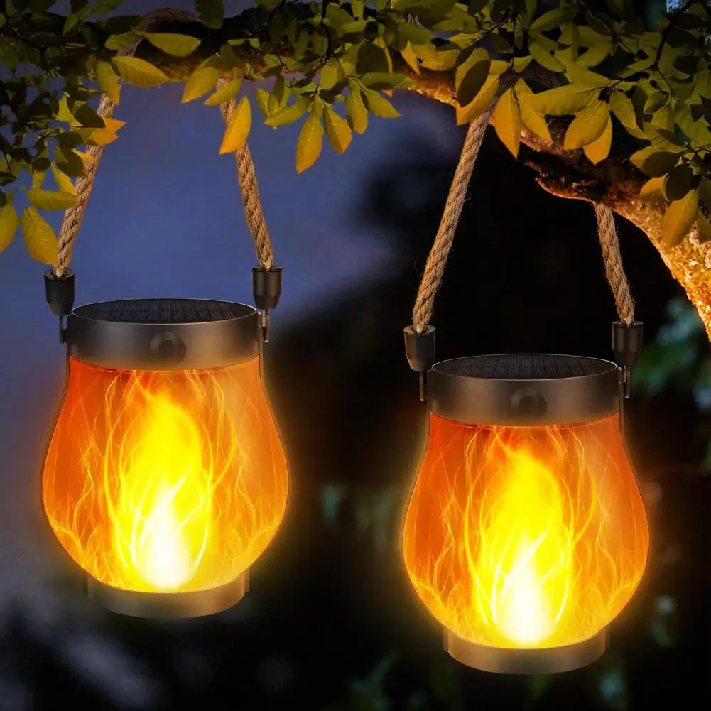 Solar Lantern Waterproof Flickering Flame Effect Dual Charging