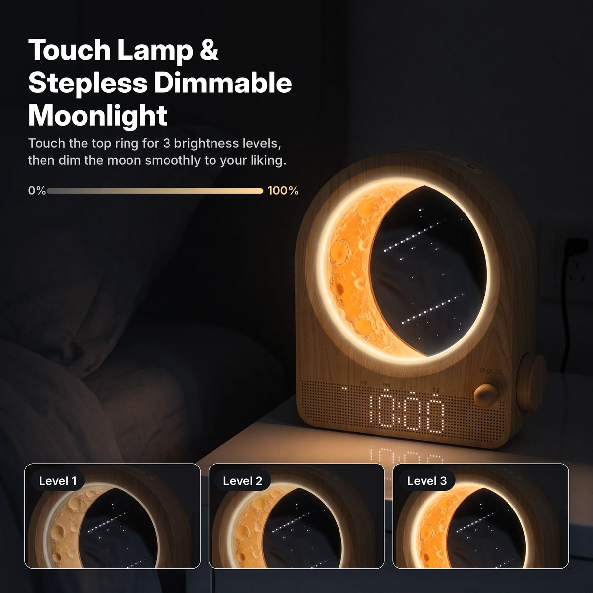 Sunrise Alarm Clock 3D Moon Lamp Dual Alarms