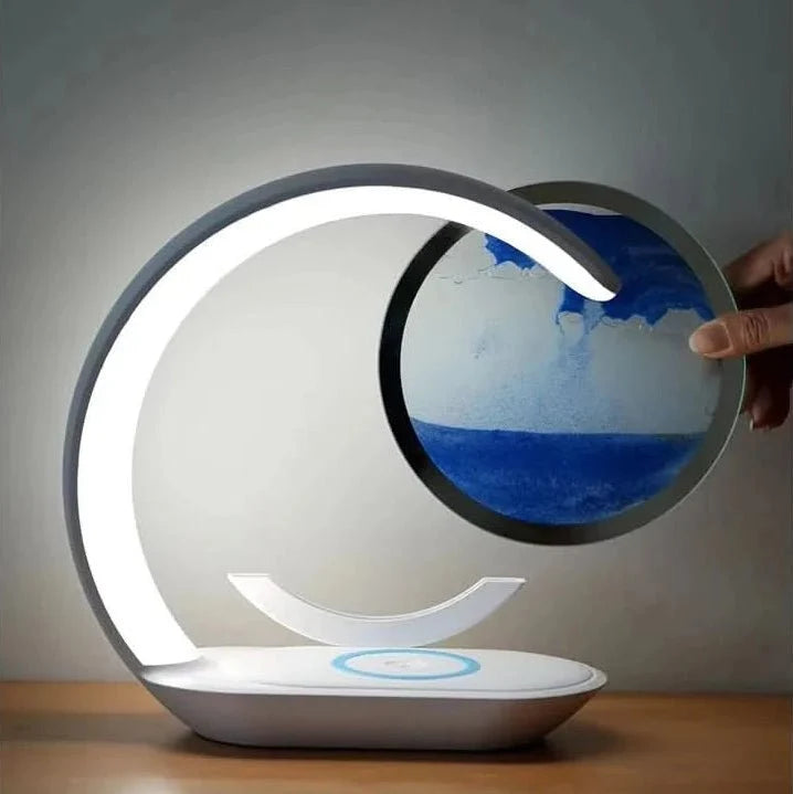 Table Lamp 3D Sand Art Dimmable Wireless Phone Charging