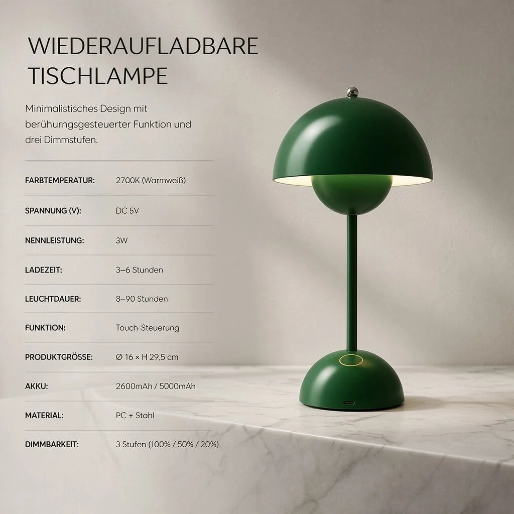 Table Lamp Rechargeable Cordless Dimmable LED