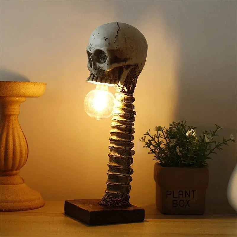 Table Lamp Skull Design Resin Spine-Shaped Base