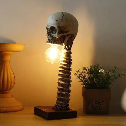 Table Lamp Skull Design Resin Spine-Shaped Base