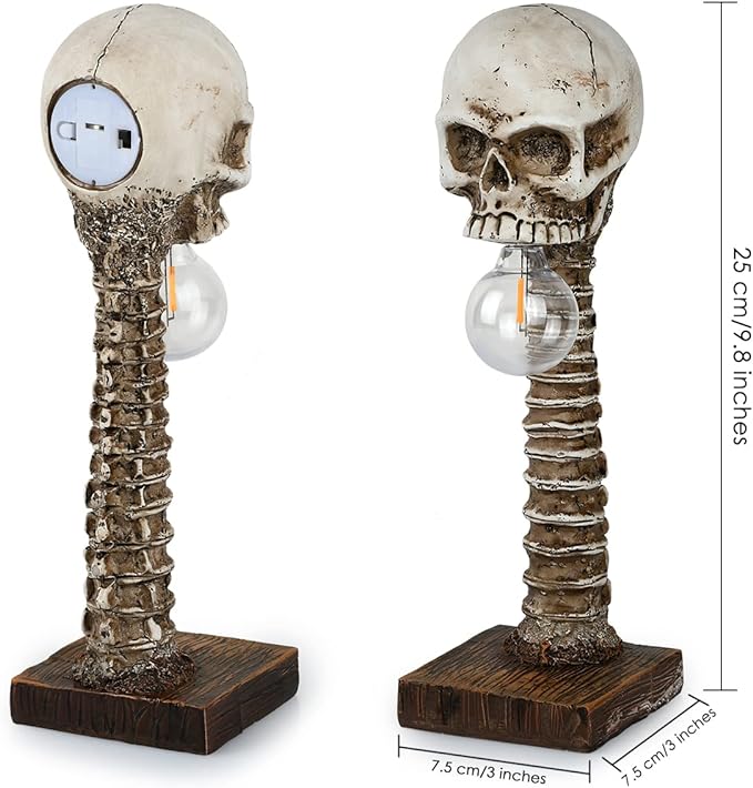 Table Lamp Skull Design Resin Spine-Shaped Base