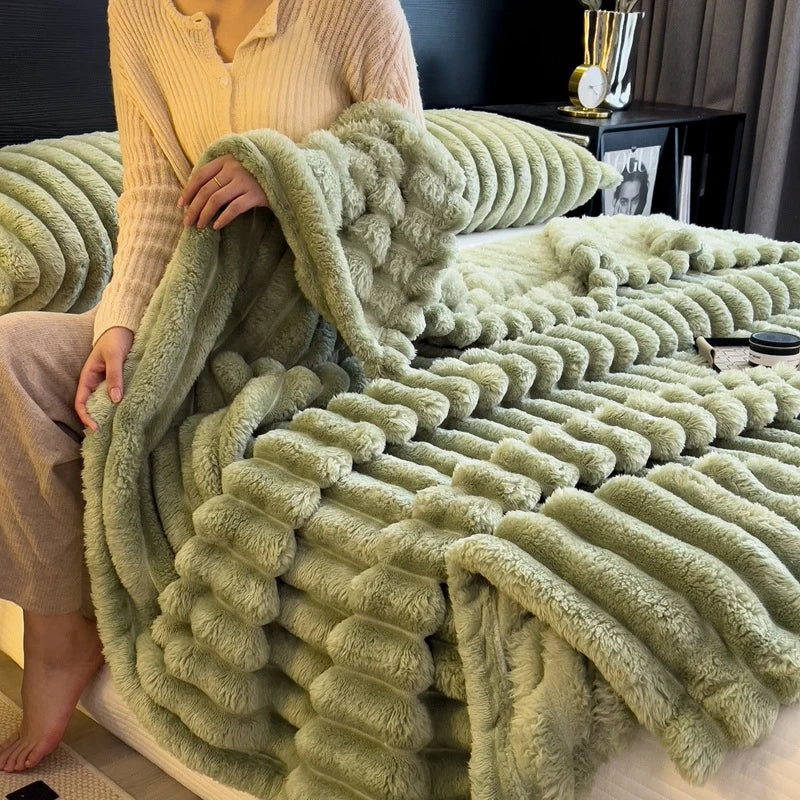 Throw Blanket Plush Textured Machine Washable