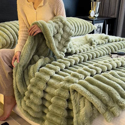 Throw Blanket Plush Textured Machine Washable