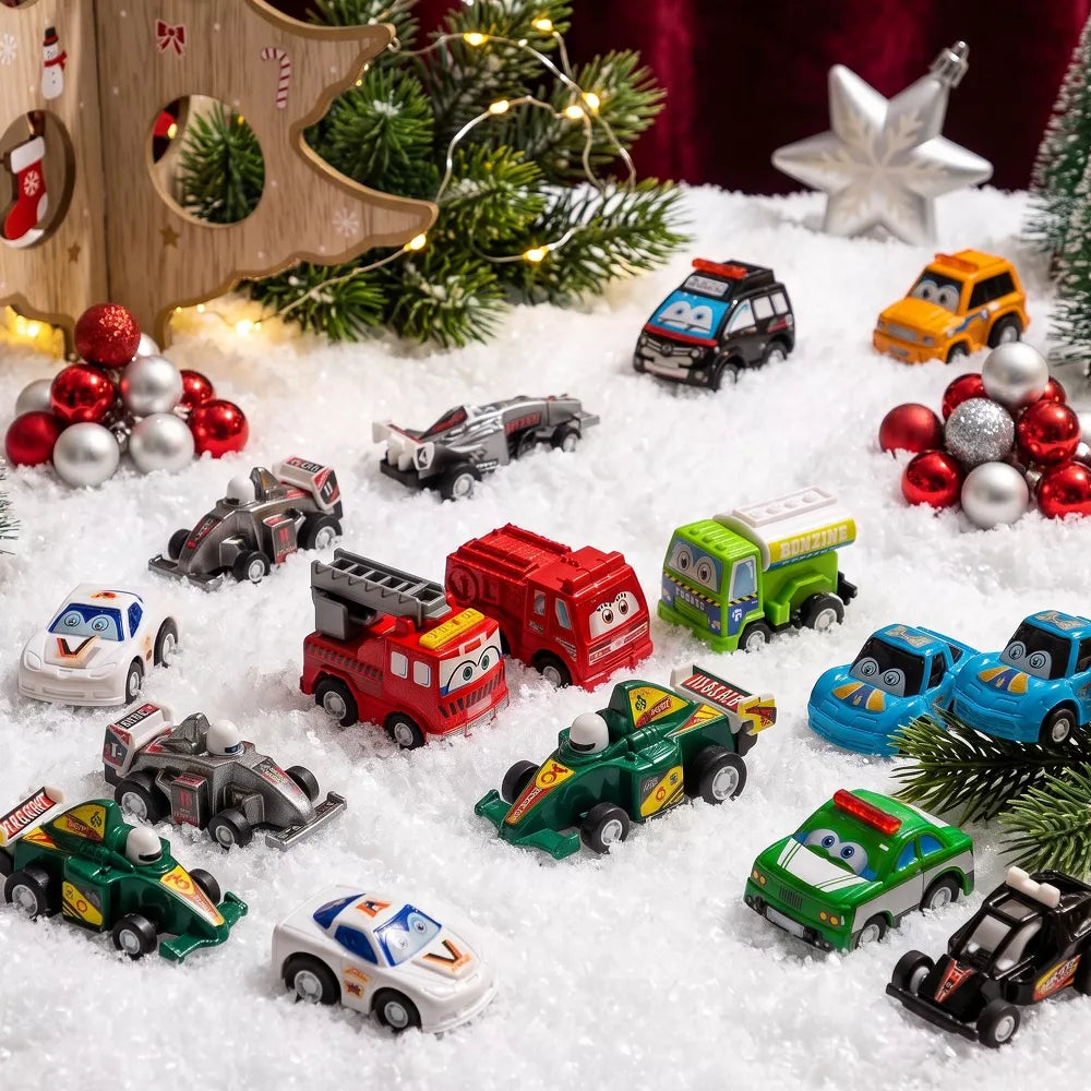 Toy Car Advent Calendar 24 Vehicles Pull-Back Action