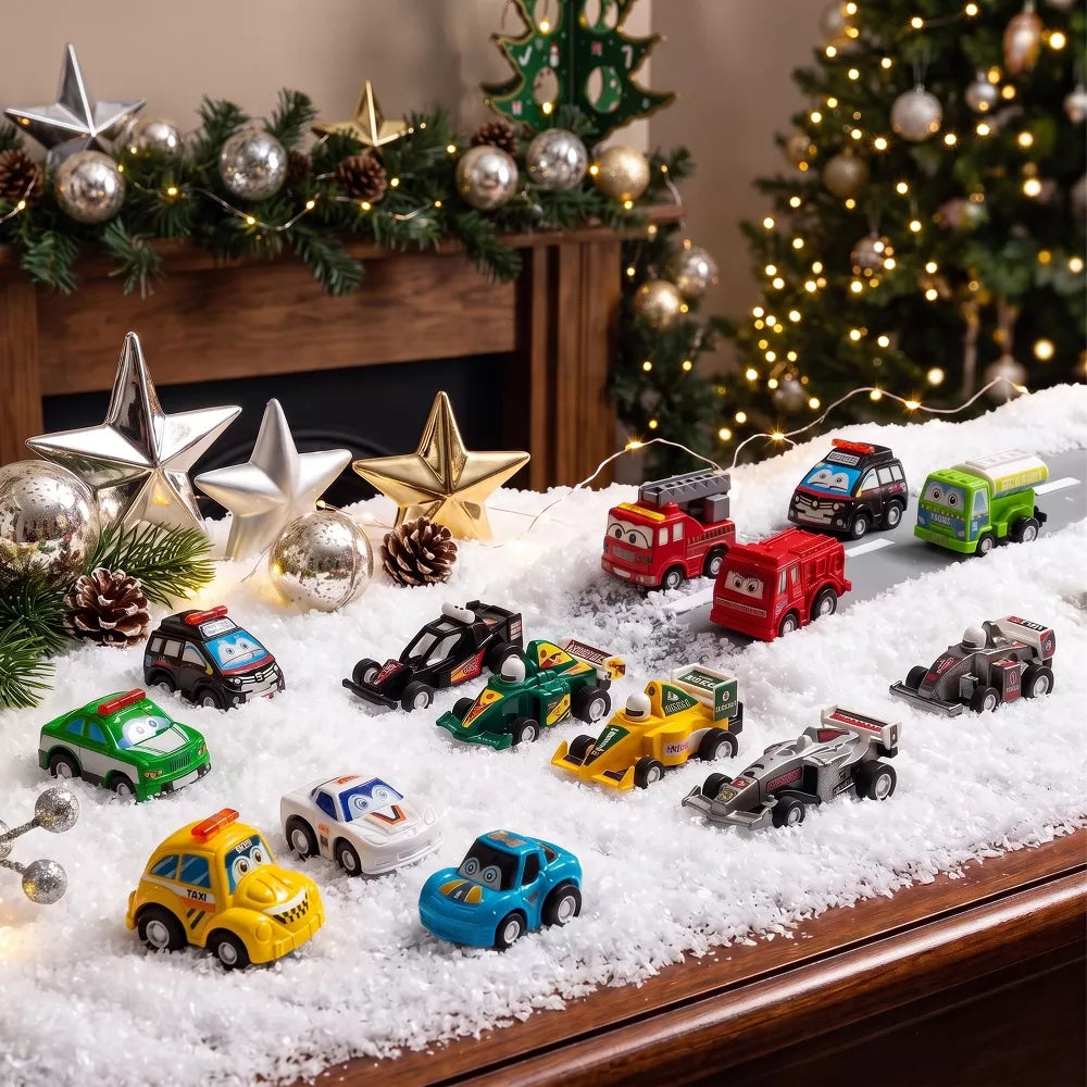 Toy Car Advent Calendar 24 Vehicles Pull-Back Action