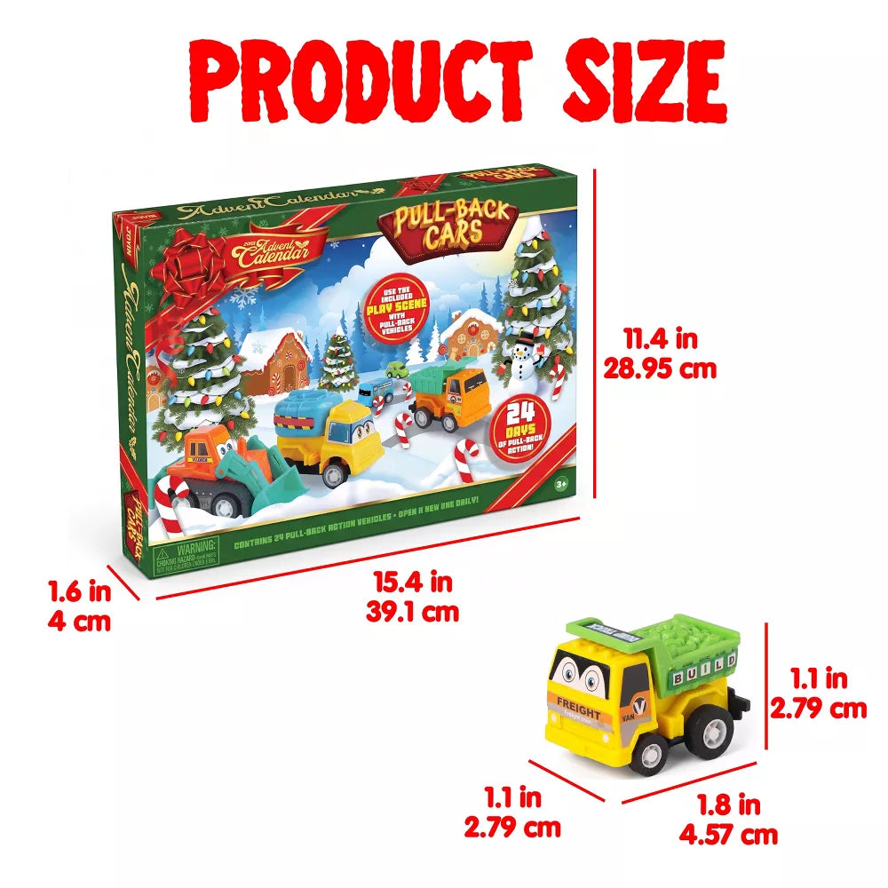 Toy Car Advent Calendar 24 Vehicles Pull-Back Action