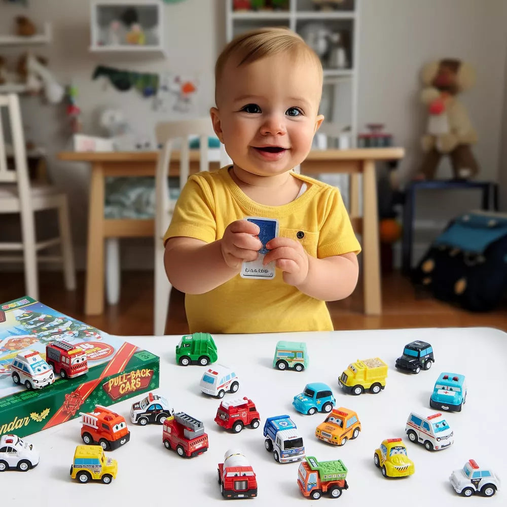 Toy Car Advent Calendar 24 Vehicles Pull-Back Action