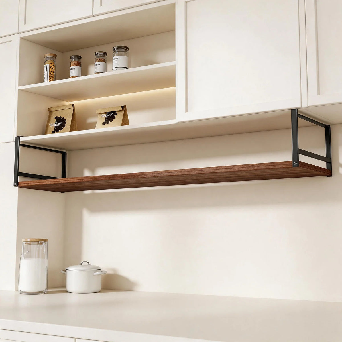 Under-Shelf Storage Rack Pull-Out Sliding Wood Base & Metal Frame