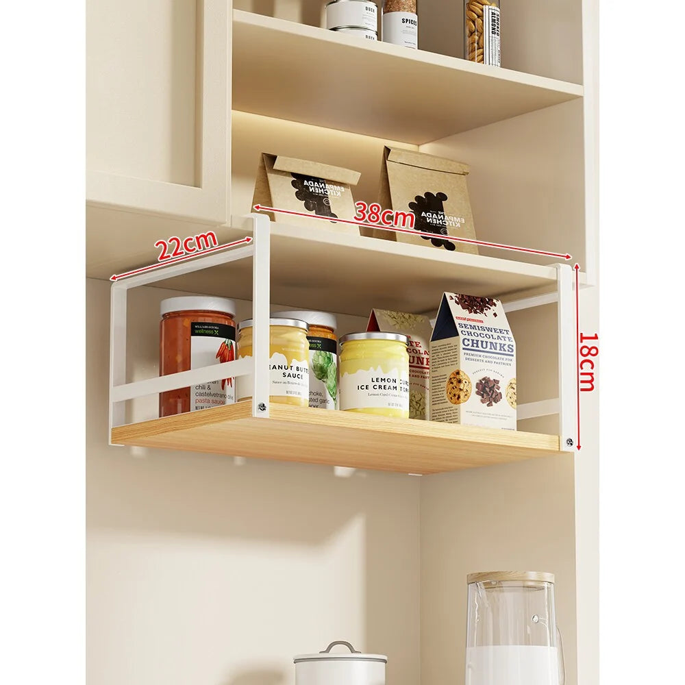 Under-Shelf Storage Rack Pull-Out Sliding Wood Base & Metal Frame