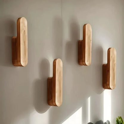 Wall Hooks Natural Wood Set of 4 Space-Saving