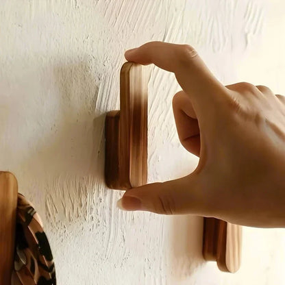 Wall Hooks Natural Wood Set of 4 Space-Saving