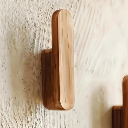 Wall Hooks Natural Wood Set of 4 Space-Saving