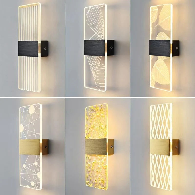 Wall Lamp Crystal-Texture Design Three-Color Dimming LED-Compatible