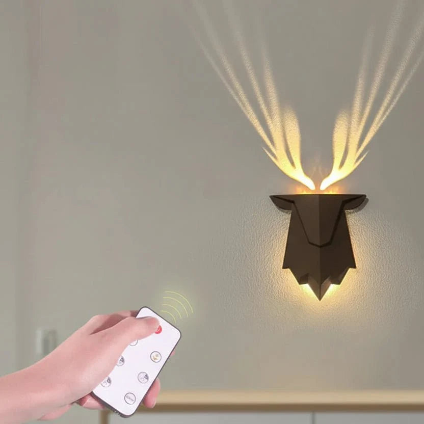 Wall Lamp Deer Design Three Brightness Levels Remote Control
