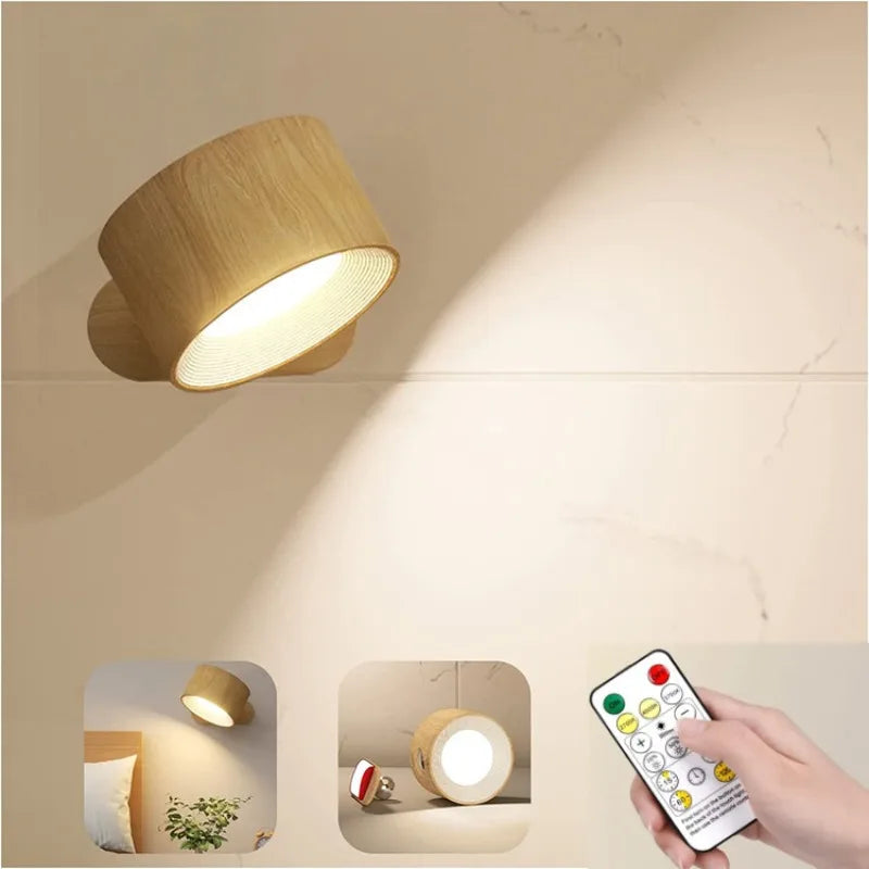 Wall Lamp Magnetic 360° Rotating Rechargeable Dimmable LED with Remote Control