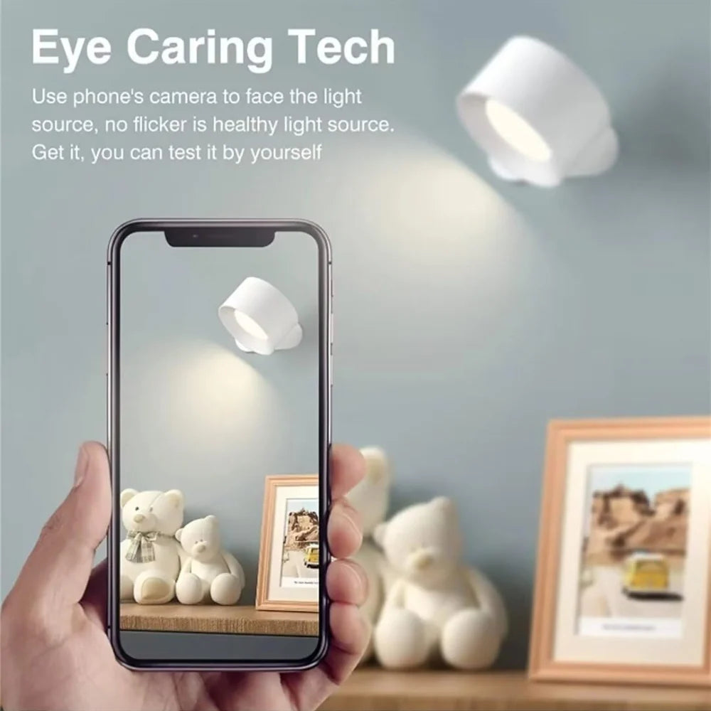 Wall Lamp Magnetic 360° Rotating Rechargeable Dimmable LED with Remote Control