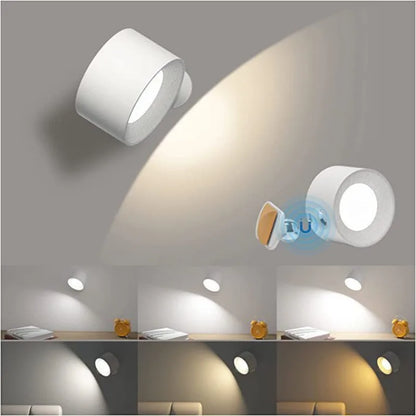 Wall Lamp Magnetic 360° Rotating Rechargeable Dimmable LED with Remote Control