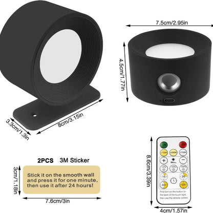 Wall Lamp Magnetic 360° Rotating Rechargeable Dimmable LED with Remote Control