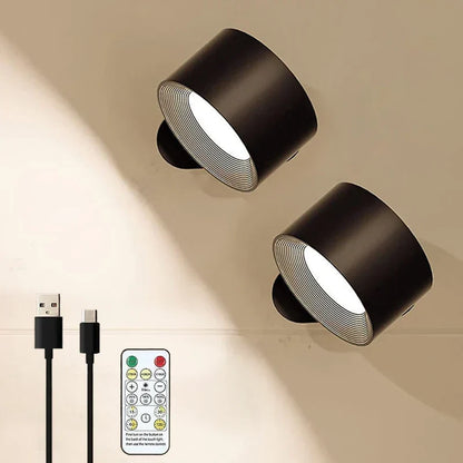Wall Lamp Magnetic 360° Rotating Rechargeable Dimmable LED with Remote Control