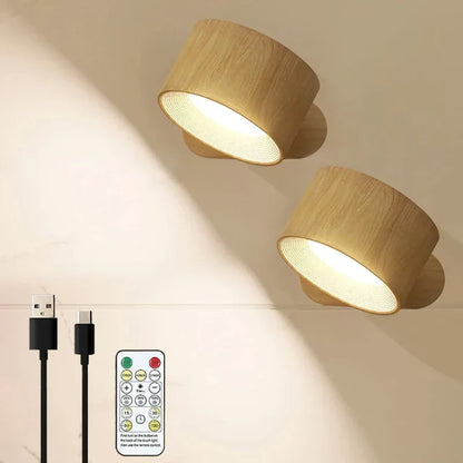 Wall Lamp Magnetic 360° Rotating Rechargeable Dimmable LED with Remote Control