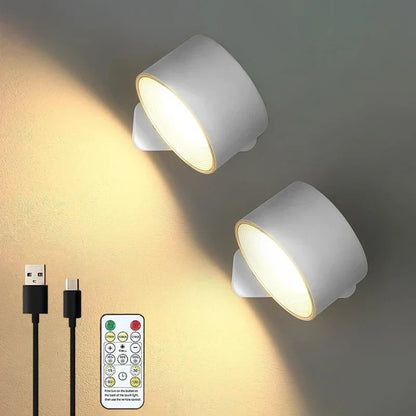 Wall Lamp Magnetic 360° Rotating Rechargeable Dimmable LED with Remote Control