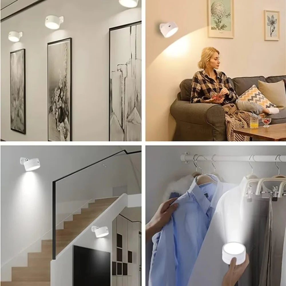 Wall Lamp Magnetic 360° Rotating Rechargeable Dimmable LED with Remote Control