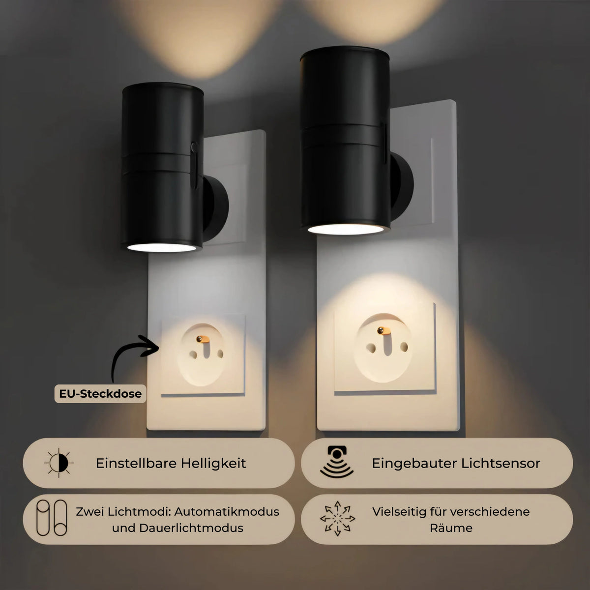 Wall Light Plug-In LED Adjustable Swivel Head Warm Glow