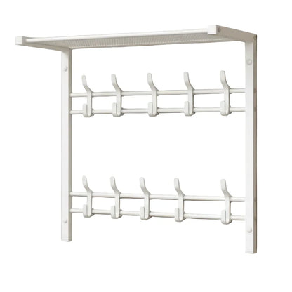 Wall-Mounted Coat Rack Shelf Adjustable Hooks & Clothes Rail