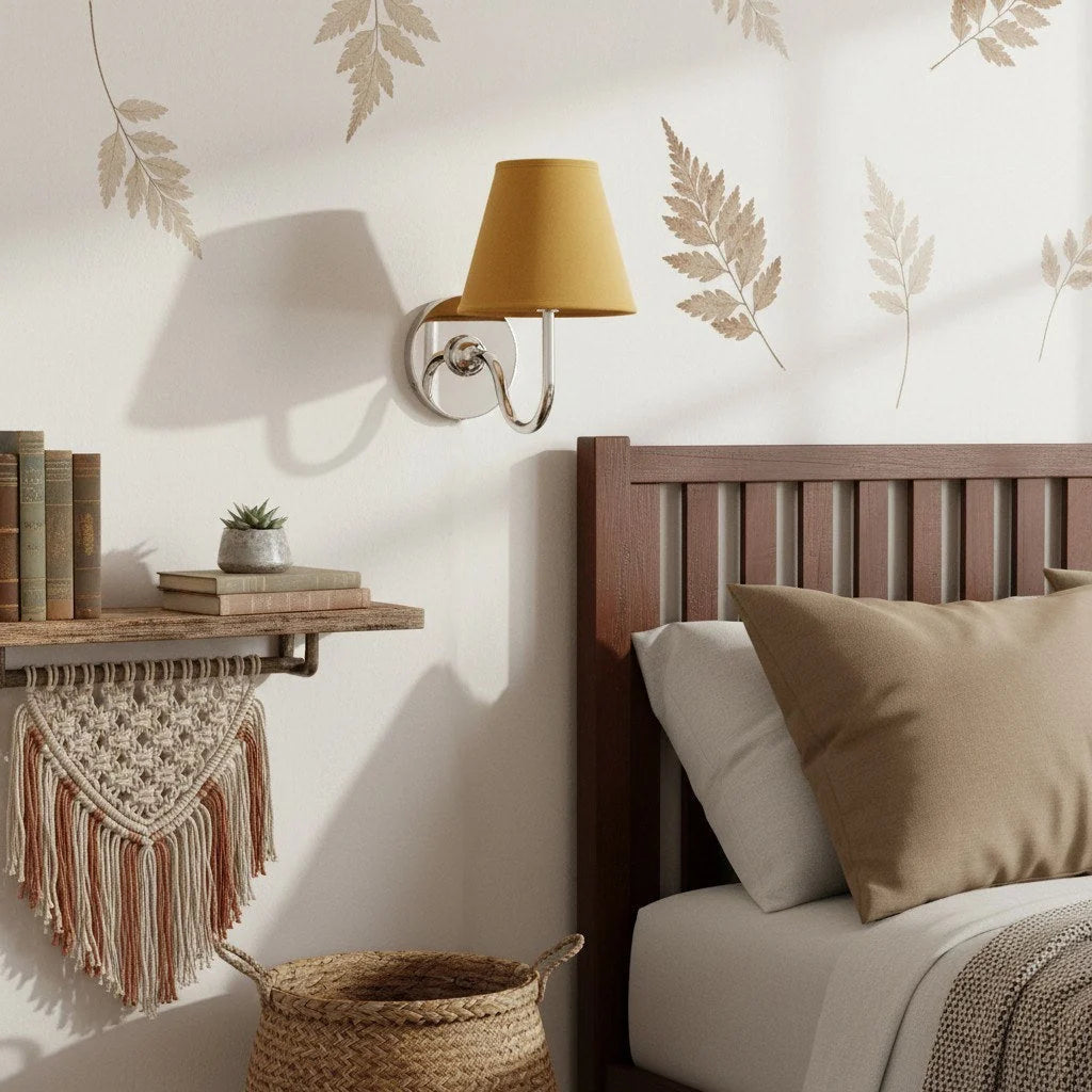Wall Sconce Fabric Shade Dimmable Soft Diffused Light