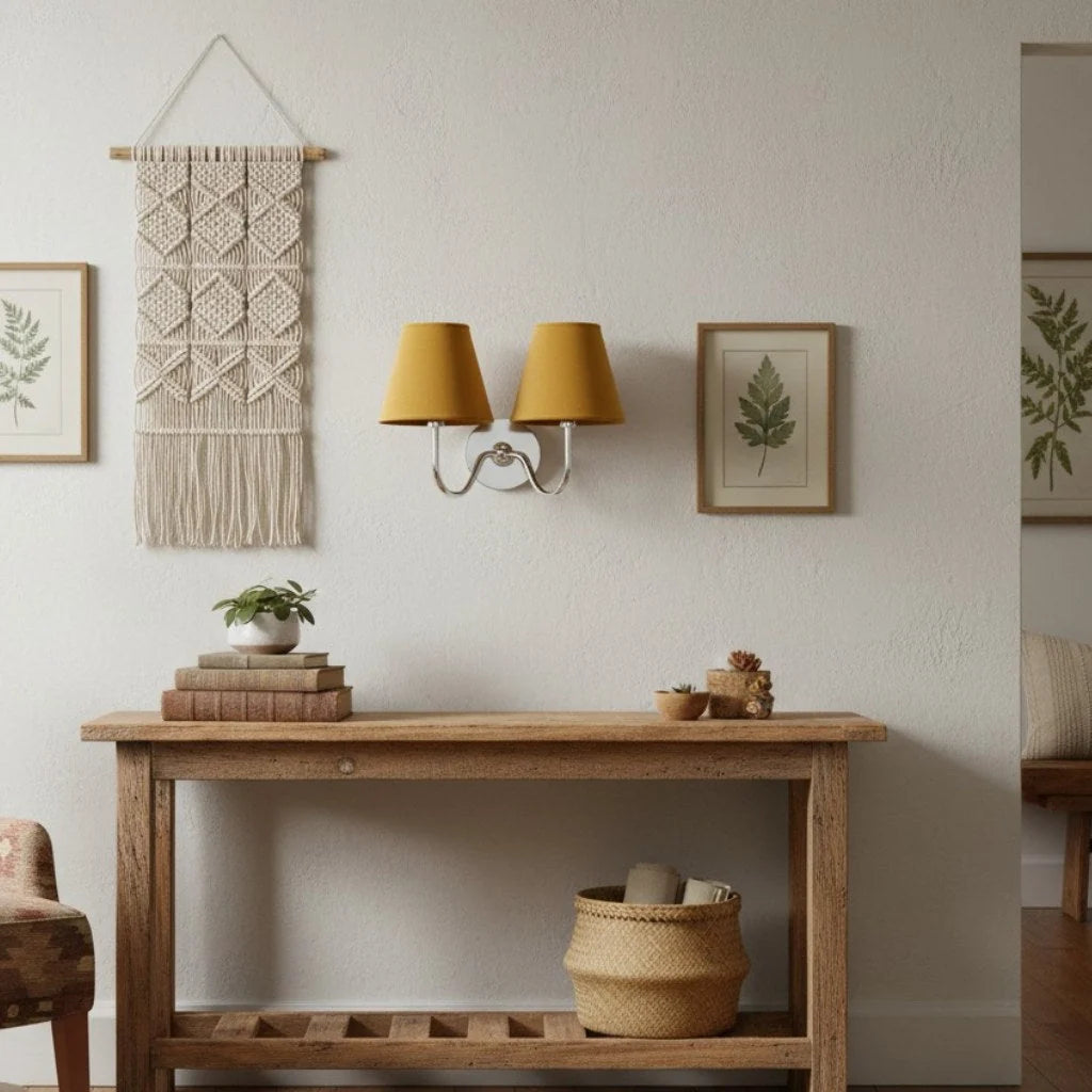 Wall Sconce Fabric Shade Dimmable Soft Diffused Light