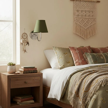 Wall Sconce Fabric Shade Dimmable Soft Diffused Light
