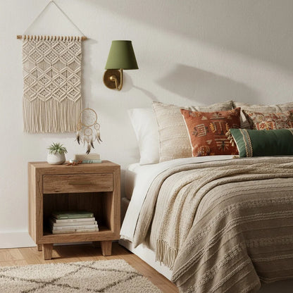 Wall Sconce Fabric Shade Dimmable Soft Diffused Light