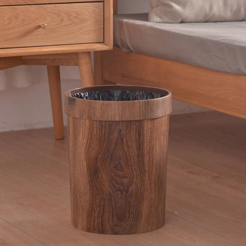 Waste Bin Wood-Look Compact 2.1 Gallon