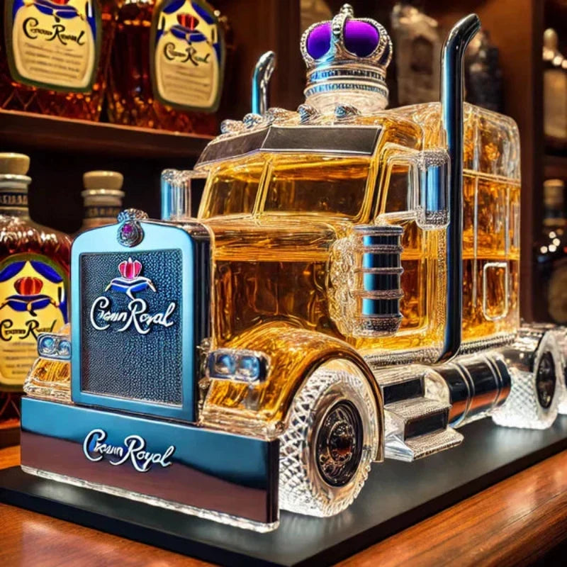 Whiskey Decanter Glass Semi-Truck Shape Home Bar Decor